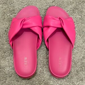 J. Crew Hot Pink Knotted Slide Sandals